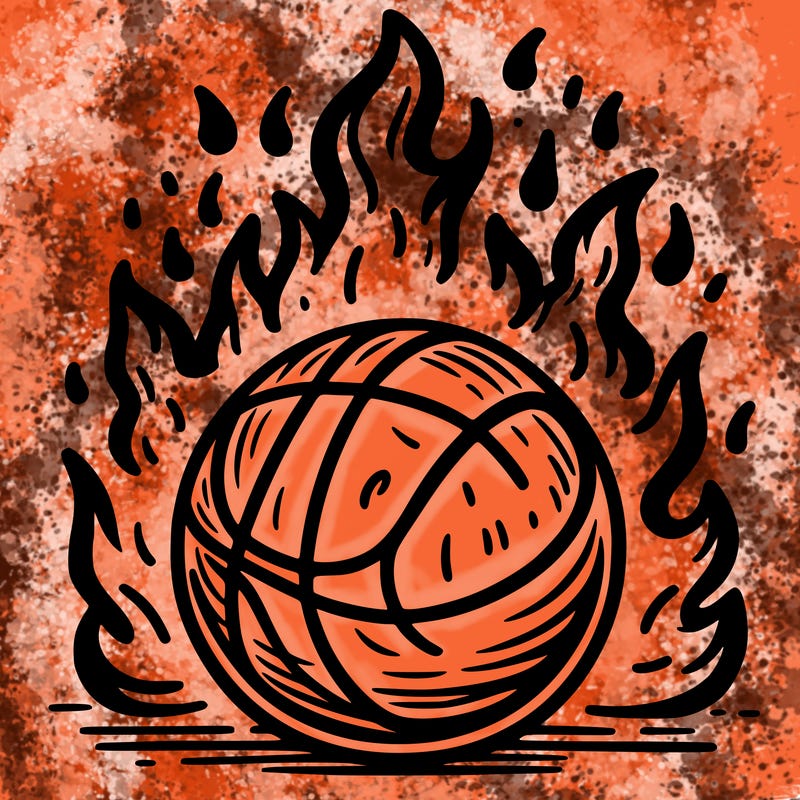 basketball on fire