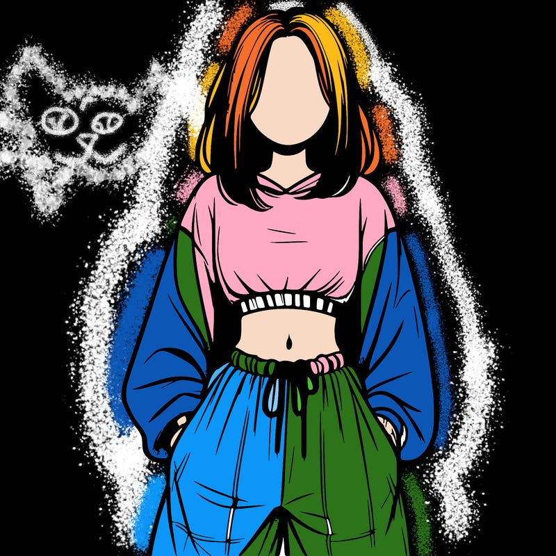 realistic girl faceless with baggy pants and a crop top