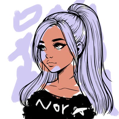 realistic girl with a high ponytail