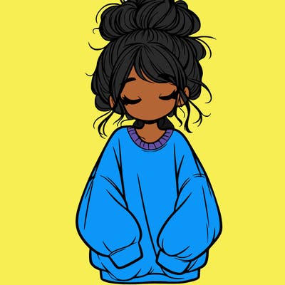 girl with baggy sweatshirt and messy bun