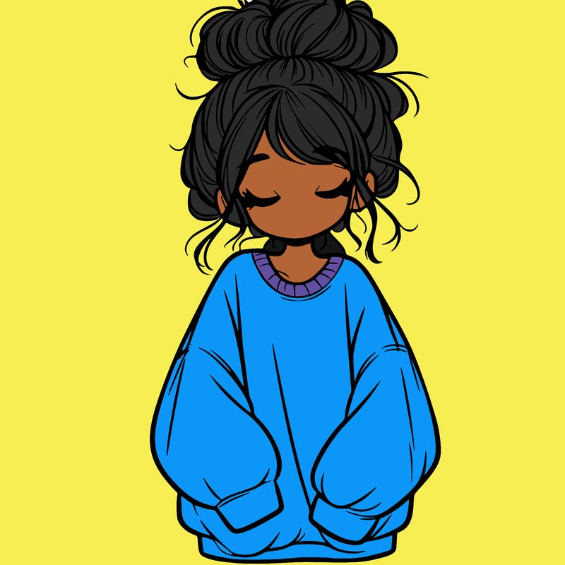 girl with baggy sweatshirt and messy bun