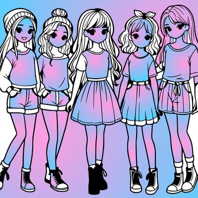 a group of five girls