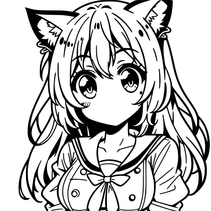 manga character girl, with cat ears