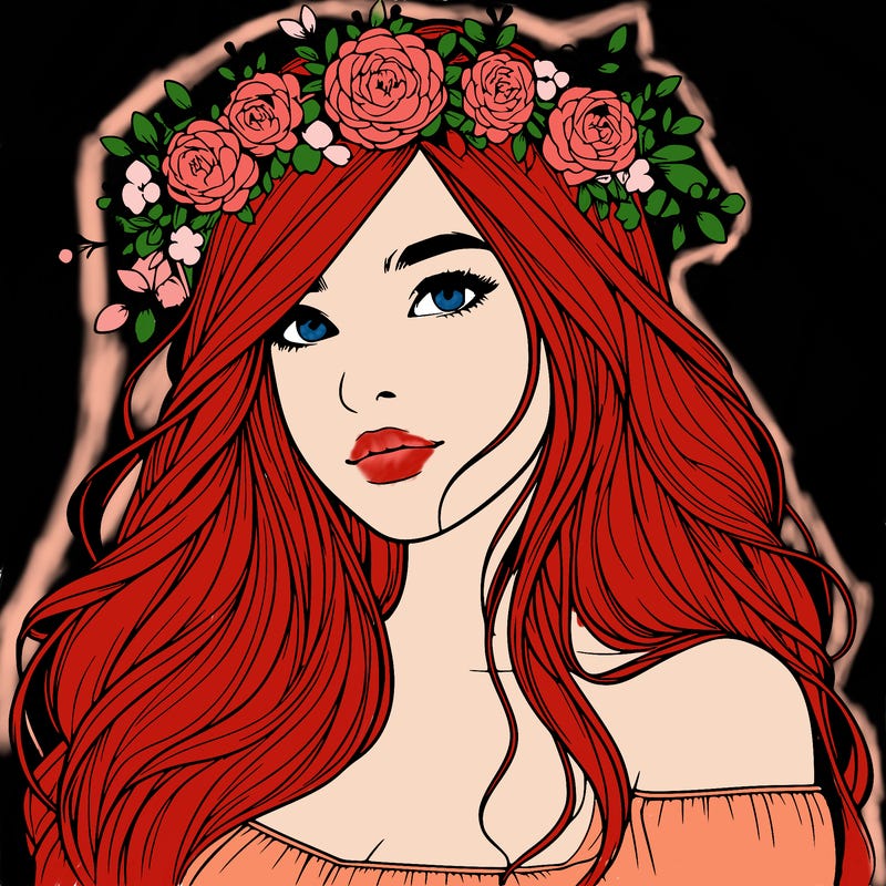 realistic girl with flower crown