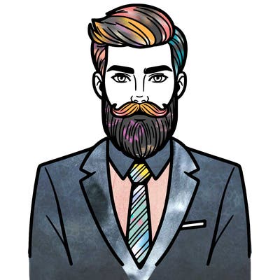 bearded man in suit