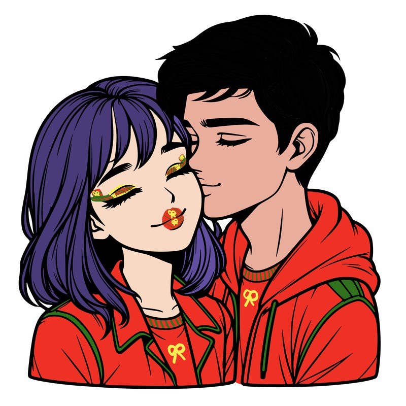 realistic girl and boy  love