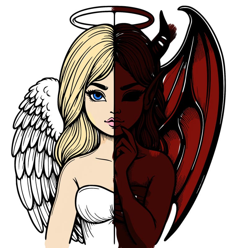 realistic angel half demon