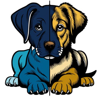 realistic dog split picture