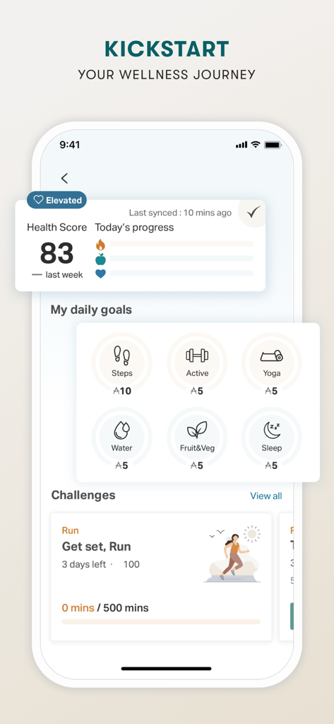 Asia Miles - Asia Miles app wellness journey screen showing health score and daily goals to earn miles