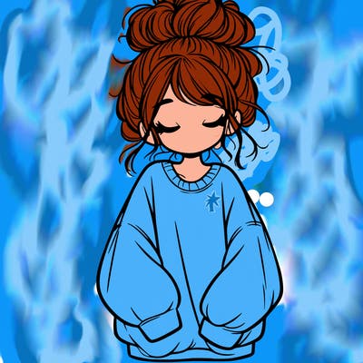 girl with baggy sweatshirt and messy bun