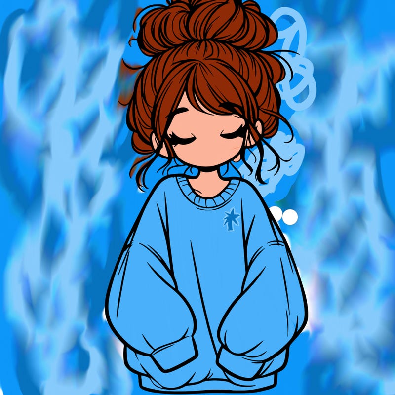 girl with baggy sweatshirt and messy bun