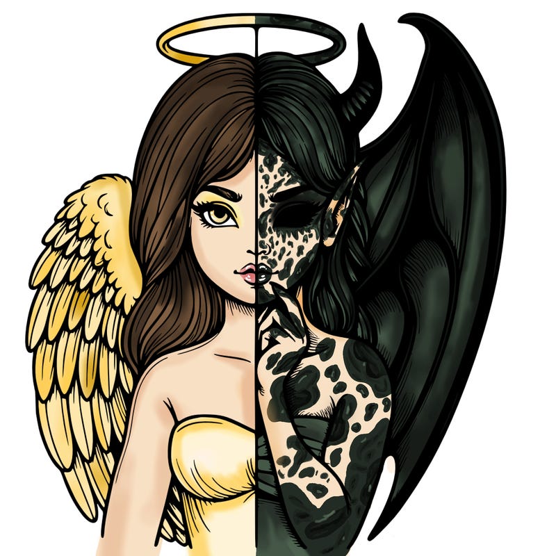 realistic angel half demon