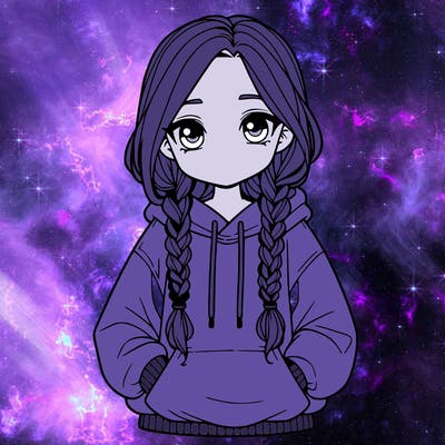 a realistic girl with a oversized hoodie and she has braids