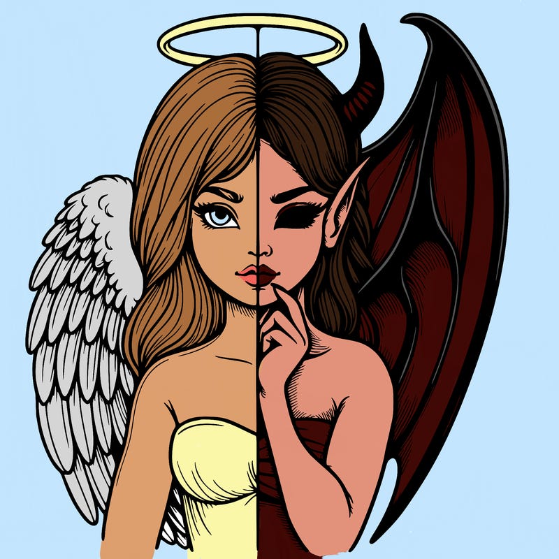 realistic angel half demon