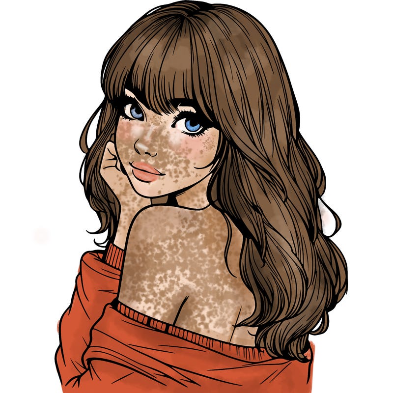 realistic girl with bangs looking over her shoulder