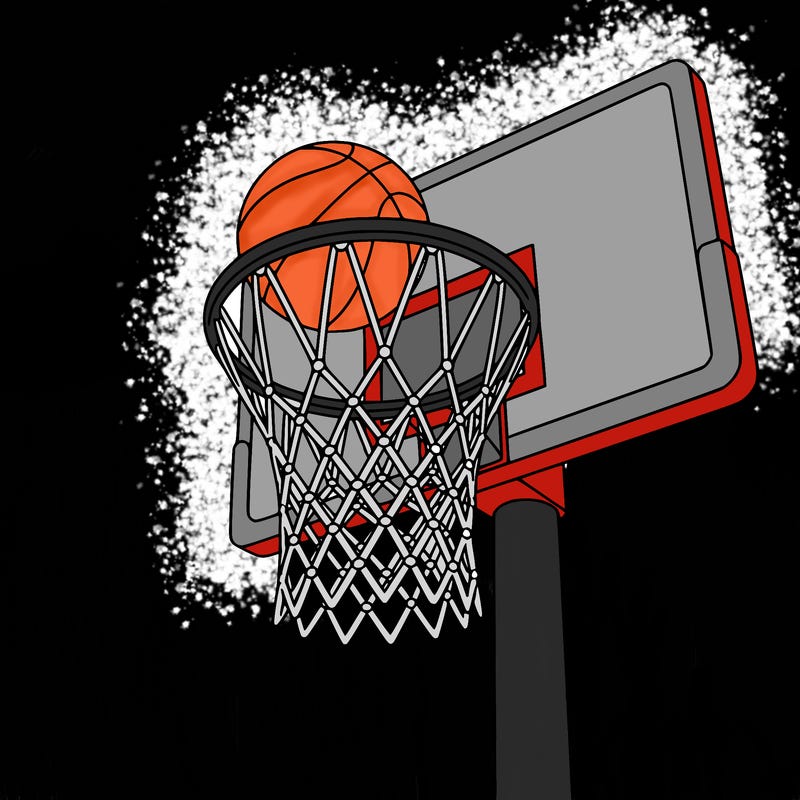 basketball going into net