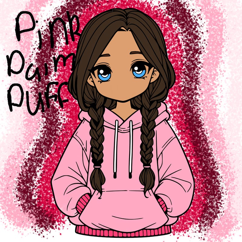 a realistic girl with a oversized hoodie and she has braids