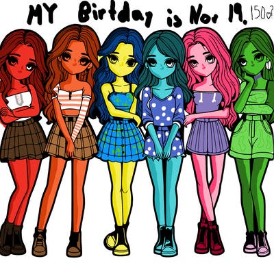 a group of girls realistic