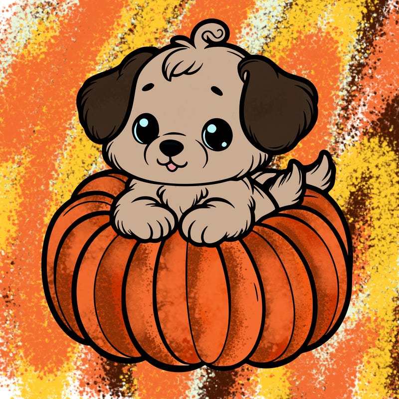 cute little puppy in a pumpkin