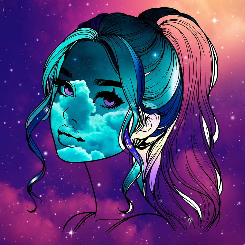 realistic girl with a ponytail on her hair and lips