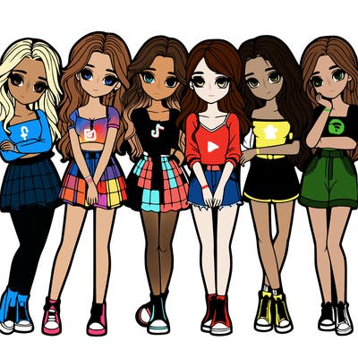 a group of girls realistic