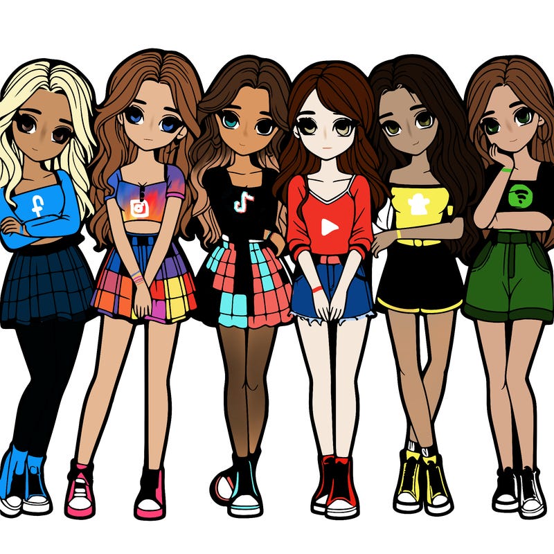 a group of girls realistic