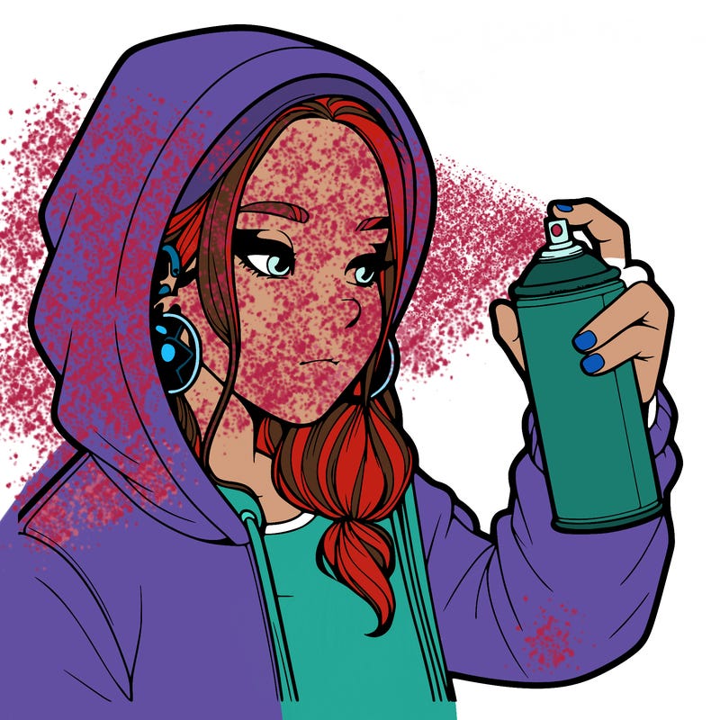 a realistic girl, spray painting