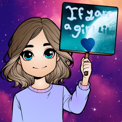 realistic girl holding up a sign