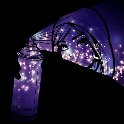 a realistic girl spray, painting