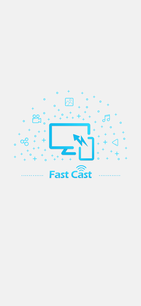 FastCast. - FastCast logo illustrating wireless screen mirroring from a smartphone to a TV