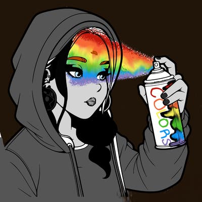 a realistic girl, spray painting