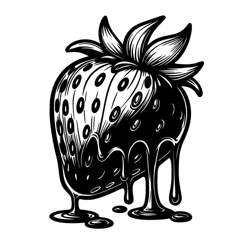 realistic strawberry in drippy chocolate