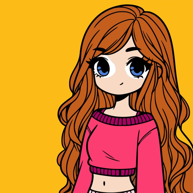 girl with long hair and a crop top with a sweater