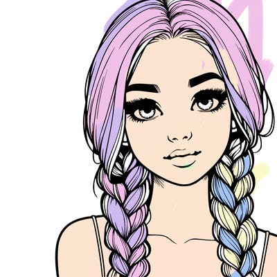 realistic girl with braids
