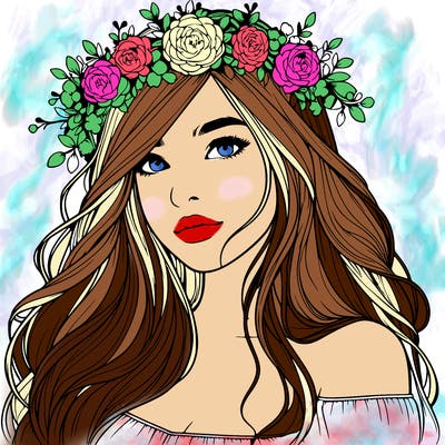 realistic girl with flower crown