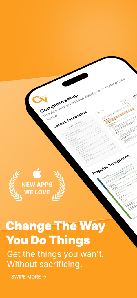 CV Maker - Professional Resume - Interfaz de la aplicación CV Maker mostrando varias plantillas de currículum profesional en un smartphone