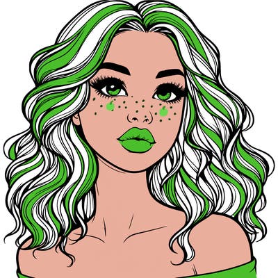 realistic girl with wavy hair and lips