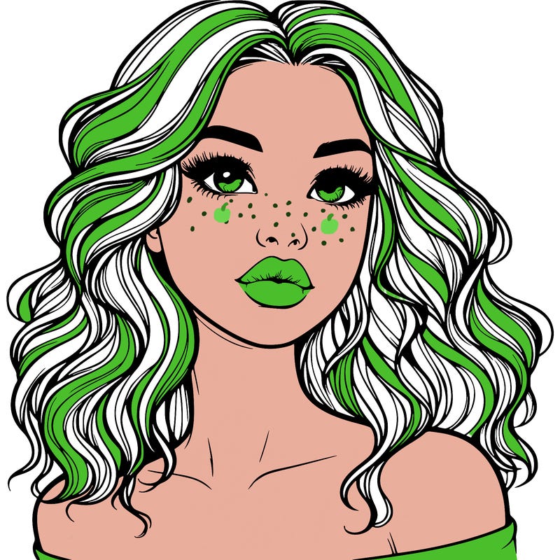 realistic girl with wavy hair and lips