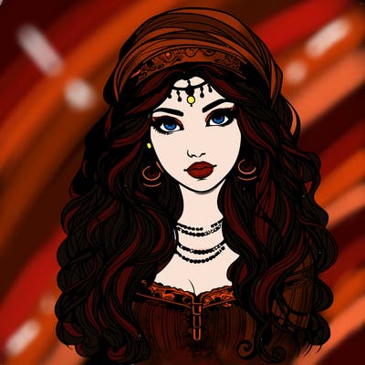 realistic beautiful mysterious gypsy girl