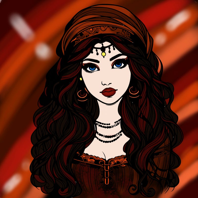 realistic beautiful mysterious gypsy girl