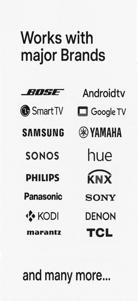 MyURemote - Universal Remote - List of major AV and smart home brands compatible with MyURemote