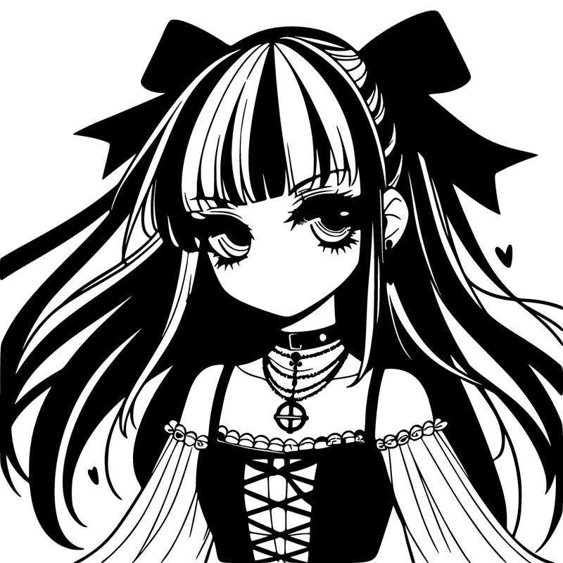 goth anime girl detailed