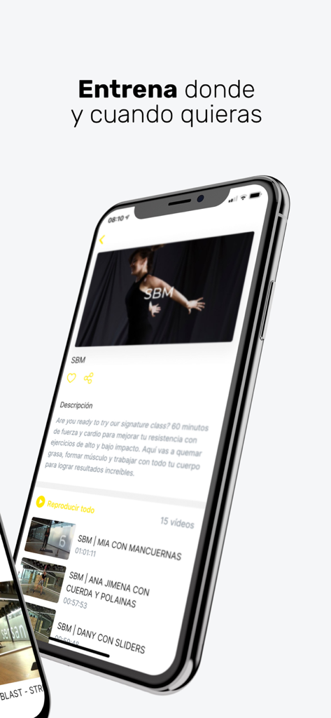 Sersana HOME app interface on an iPhone displaying a list of functional training workout videos.