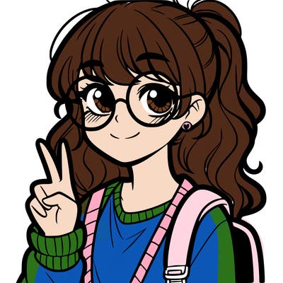 young girl with glasses