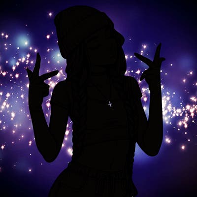 realistic teenage girl with braids and a beanie and crop top doing 🫶🏼