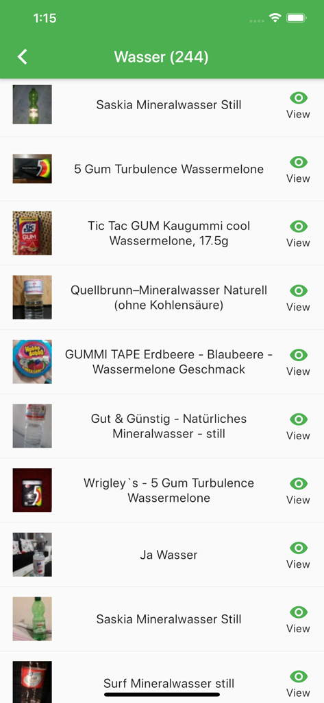 Halal Zulal - The Halal Zulal app displaying a list of food and beverage products for Halal verification