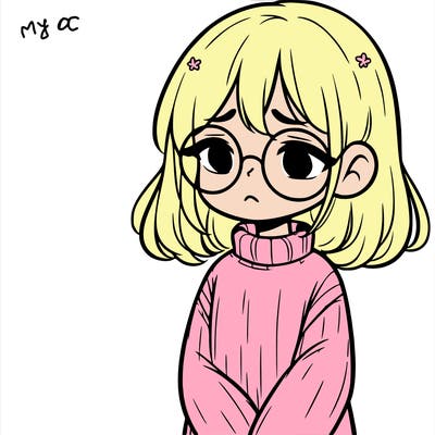 sad girl with glasses in a sweater