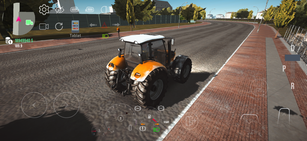 Nextgen: Truck Simulator - Un tractor naranja conduciendo por una carretera asfaltada en la jugabilidad de Nextgen Truck Simulator