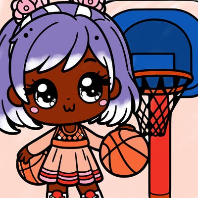 cute girl with a basketball hoop and ball