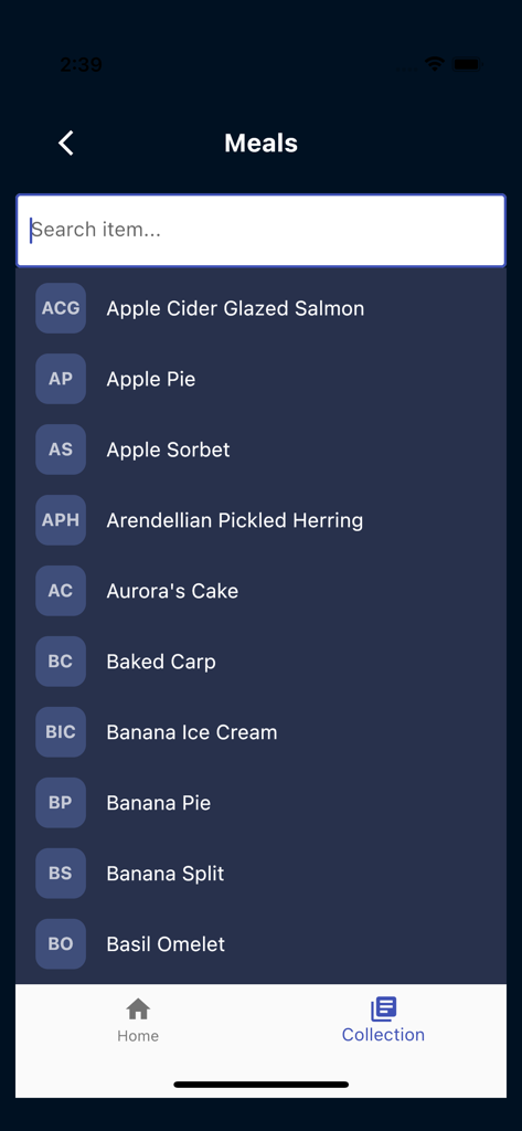 DLVGuide for Dreamlight - A list of meal recipes and food items in the DLVGuide companion app for Disney Dreamlight Valley.